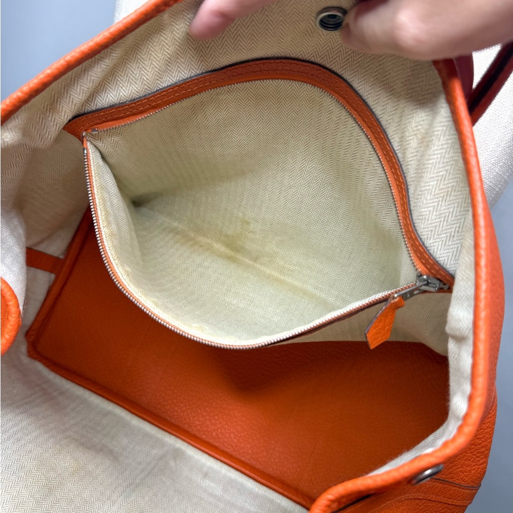 Authentic Hermès Garden Party PM tote bag orange leather - Picture 16 of 16